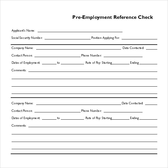 FREE 22 Sample Reference Check Templates In PDF MS Word Excel 