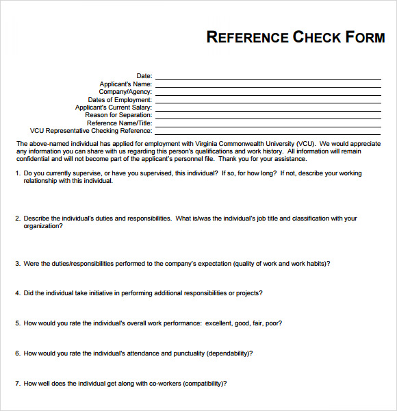 FREE 22+ Sample Reference Check Templates in PDF | MS Word | Excel