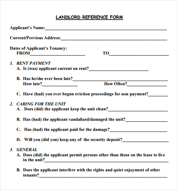 Apartment Reference Letter From Landlord