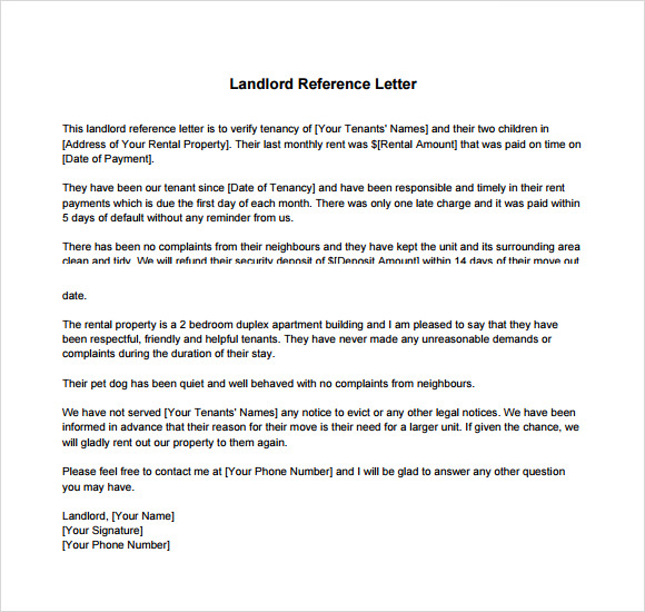 FREE 13 Landlord Reference Letter Templates In PDF MS Word