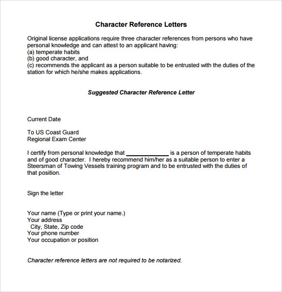 character reference letter sample