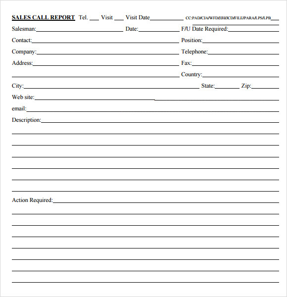 sales call report form