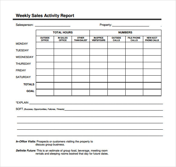 weekly sales call reporting format