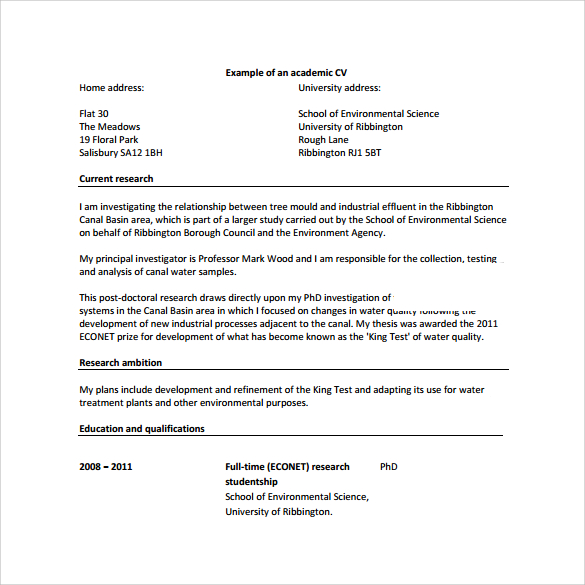 academic cv template word free download 2020