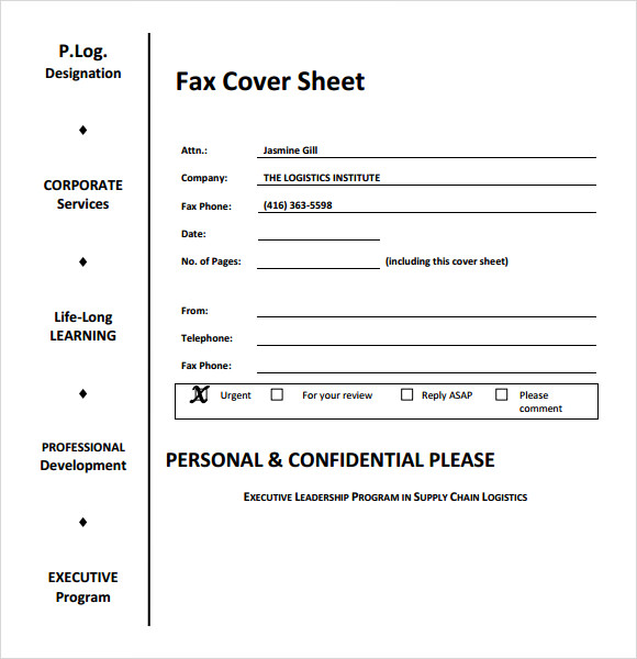 sample cover sheet for fax attention to fillable