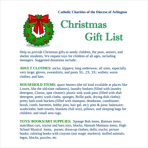 christmas gifts list