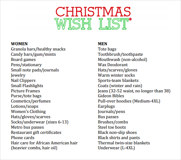 FREE 21 Sample Christmas Lists In PDF MS Word