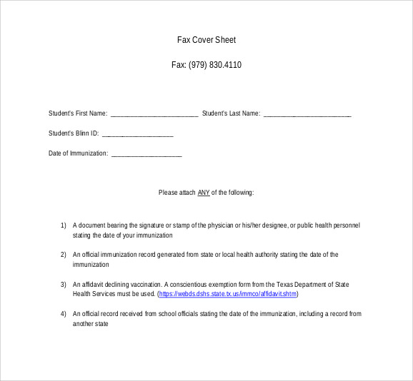 fax cover sheet for cv free