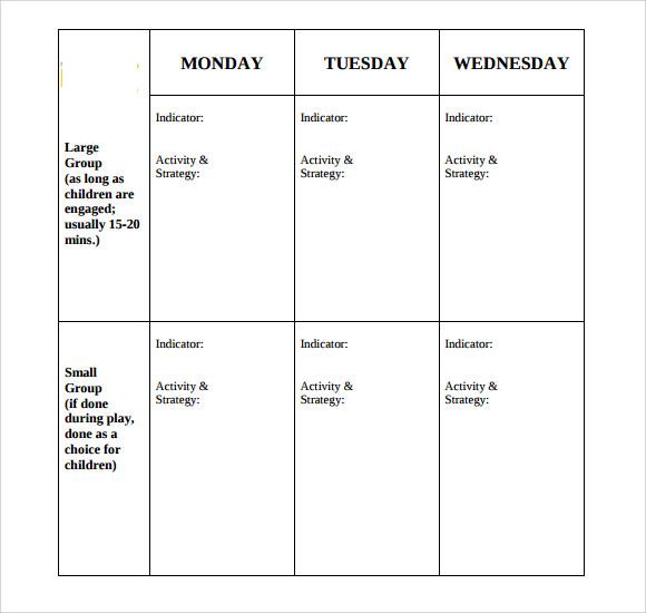 blank toddler lesson plan template