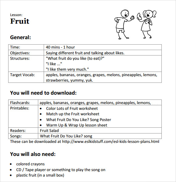 preschool lesson plan template