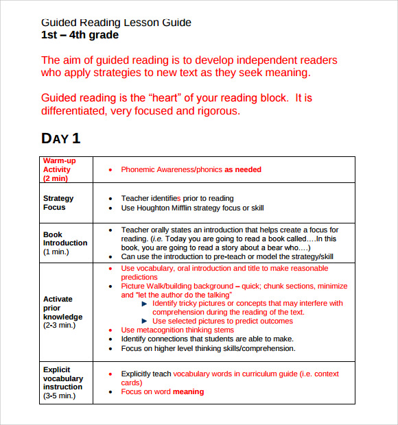 second grade guided reading lesson plans