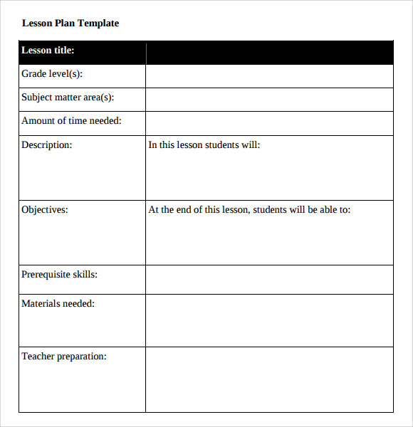 Free 10 Sample Blank Lesson Plan Templates In Pdf