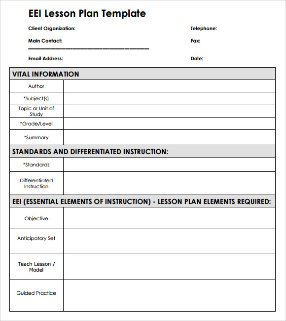 Free Blank Lesson Plan Template