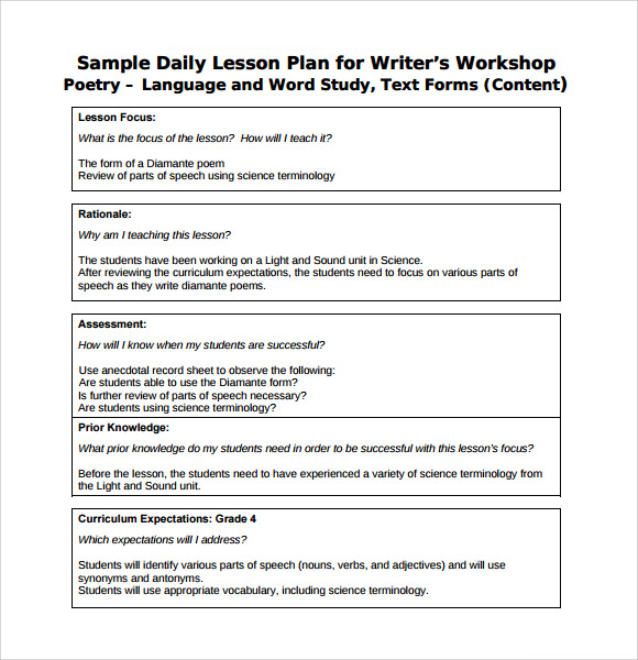 daily lesson plans