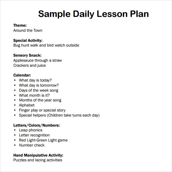 FREE 8 Sample Daily Lesson Plan Templates In PDF MS Word