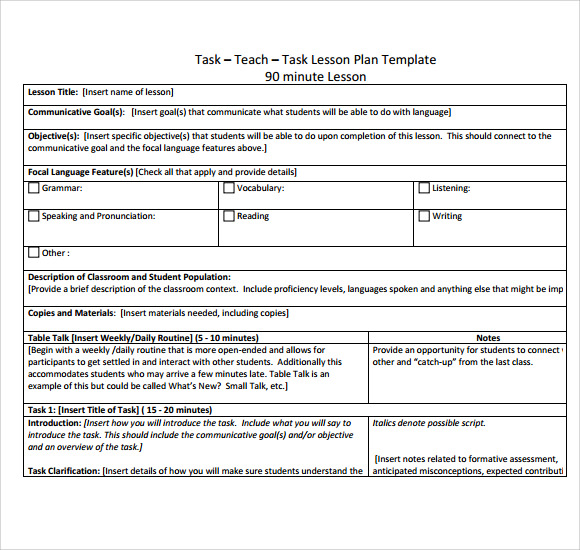 9 Teacher Lesson Plan Templates for Free Download Sample Templates