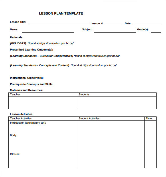 free teacher lesson planner