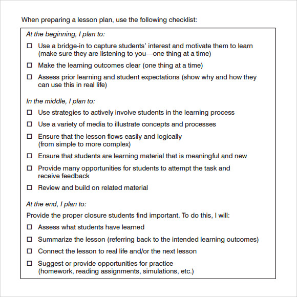 preparing teacher lesson plan template
