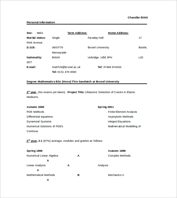 Free 9 Sample Student Cv Templates In Pdf Ms Word