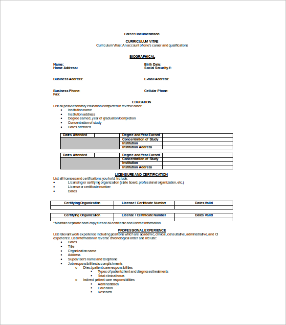 FREE 8+ Sample Professional CV Templates in PDF | MS Word