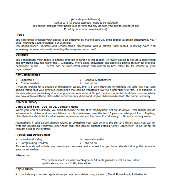 professional cv template doc