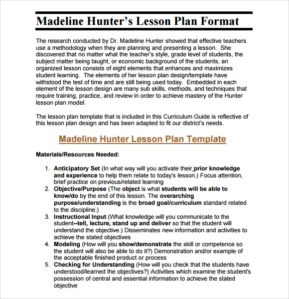 middle school lesson plan template download