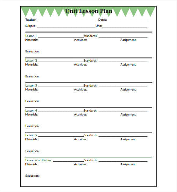 unit lesson plan template free