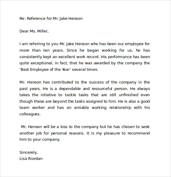 business reference letter format