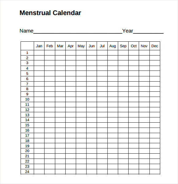 FREE 6 Sample Menstrual Calendar Templates In PDF
