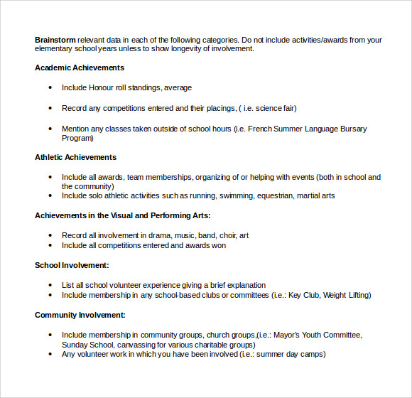 microsoft scholarship resume outline