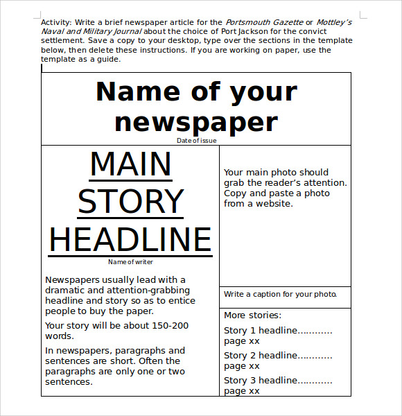 microsoft newspaper template