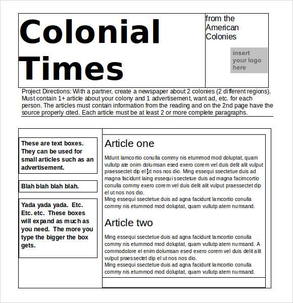 free newspaper template