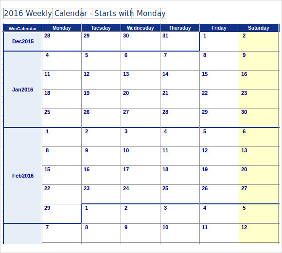 weekly calendar template microsoft word