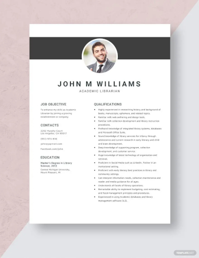 academic librarian resume template
