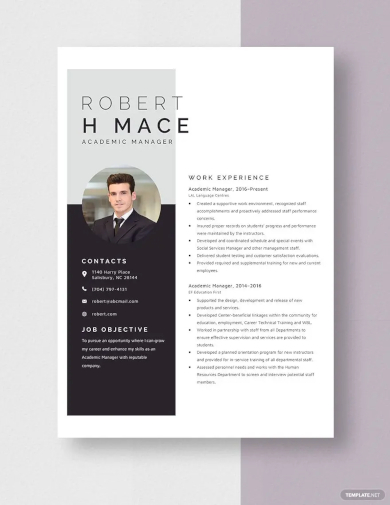 academic manager resume template