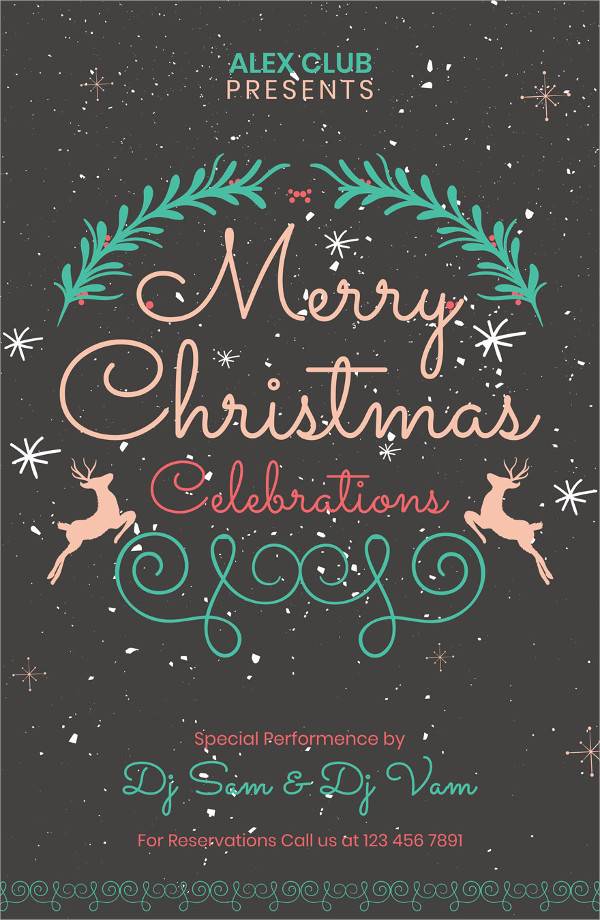 chalkboard christmas party poster template