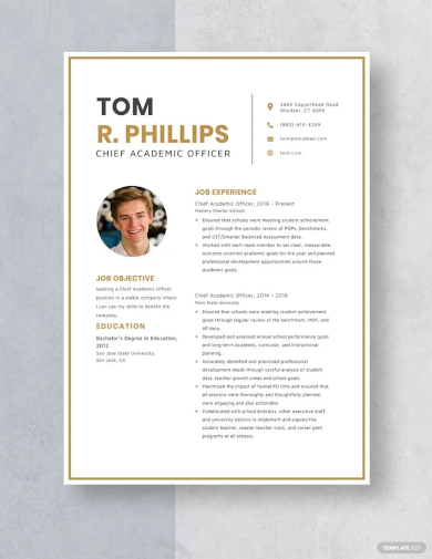 chief academic officer resume template
