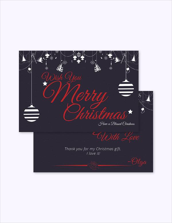 free christmas gift thank you card template