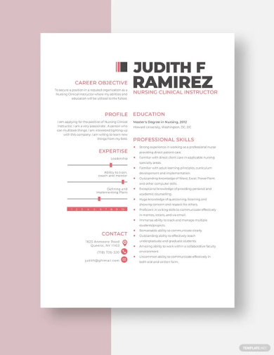 free nursing clinical instructor resume template