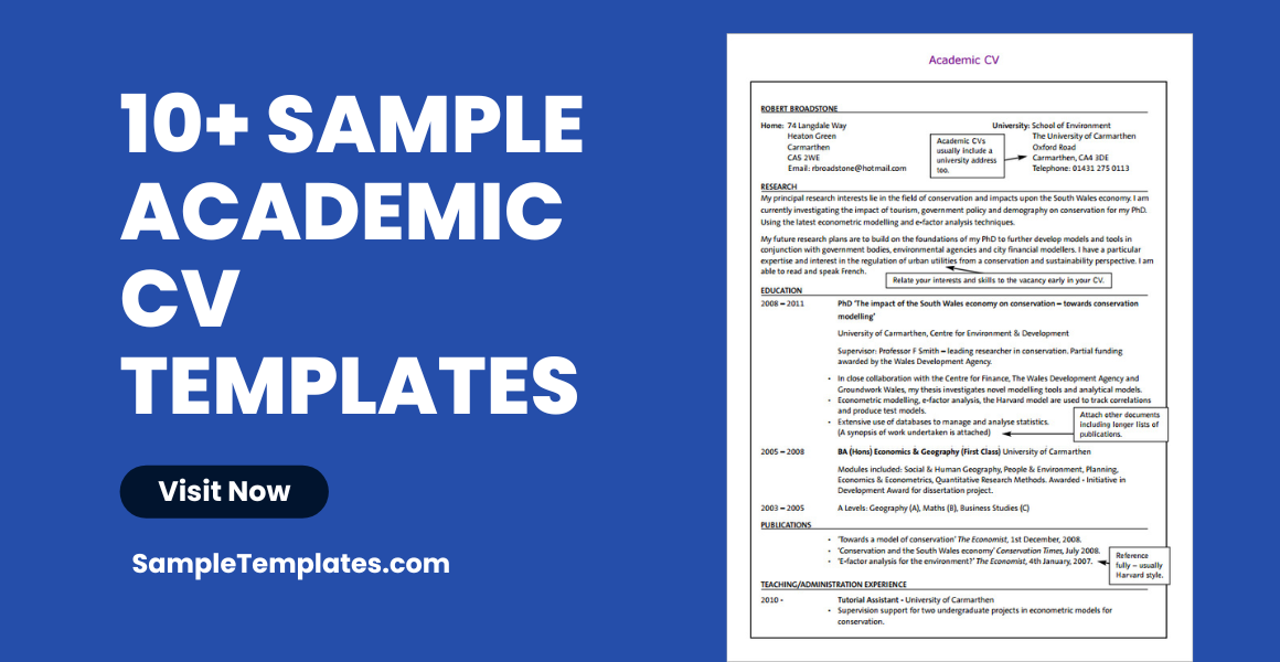 sample academic cv templates