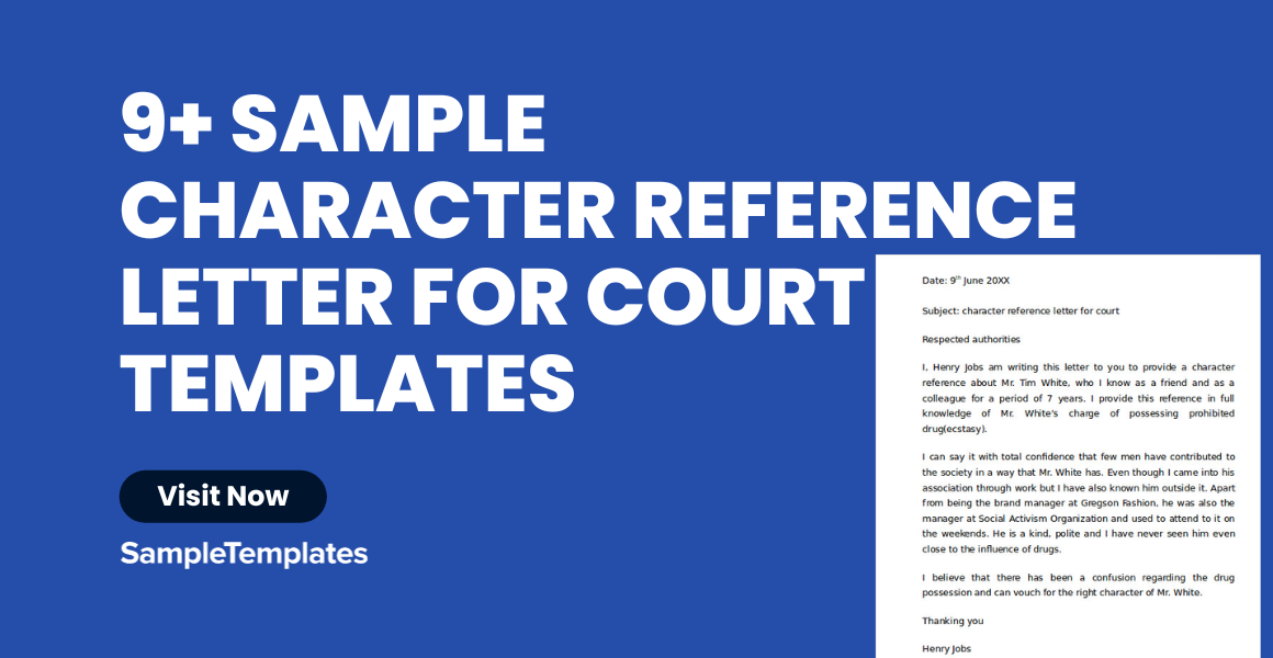 sample character reference letters for court template