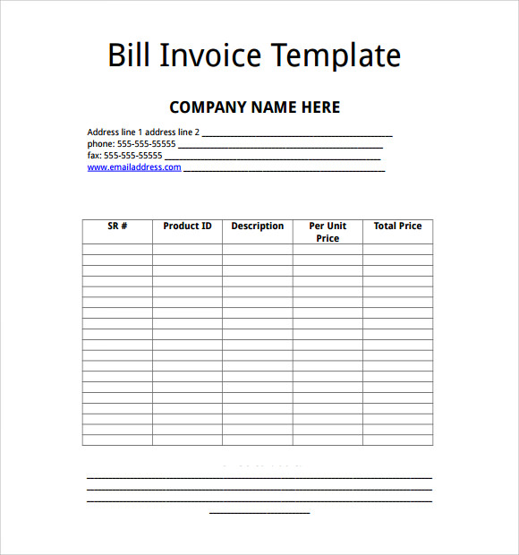 internet bill sample in word format