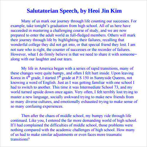 salutatorian speech sample