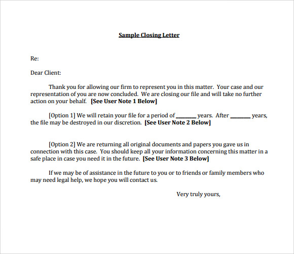 sample closing business letter