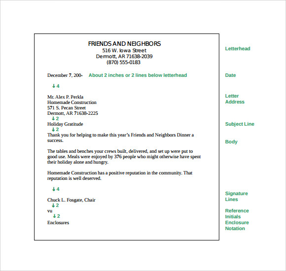 Parts Of Business Letter Format