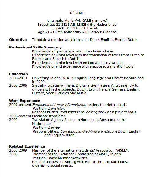 download resume templates microsoft word