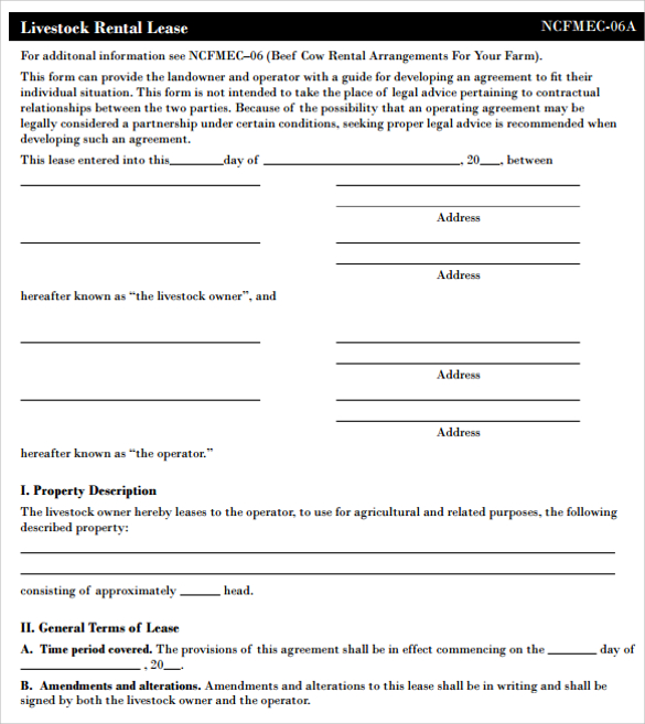 crop or livestock share pasture lease agreement