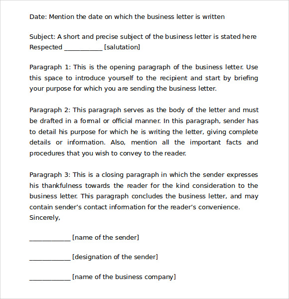 proper business letter format