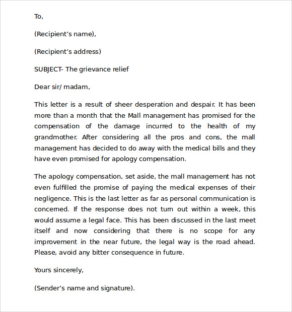 standard business letter layout