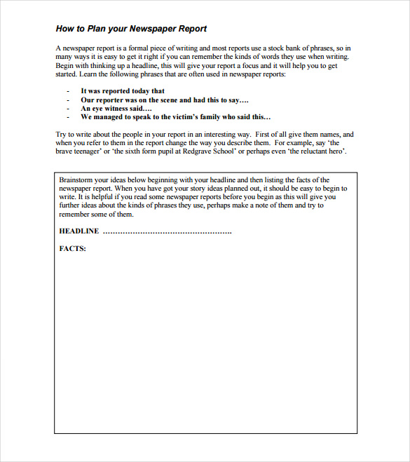 free download pdf newspaper report template